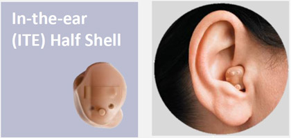 in the ear half shell hearing aids